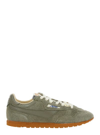 'Windspin' Green Low Top Sneakers With Logo Patch On Tongue And Side In Suede Woman