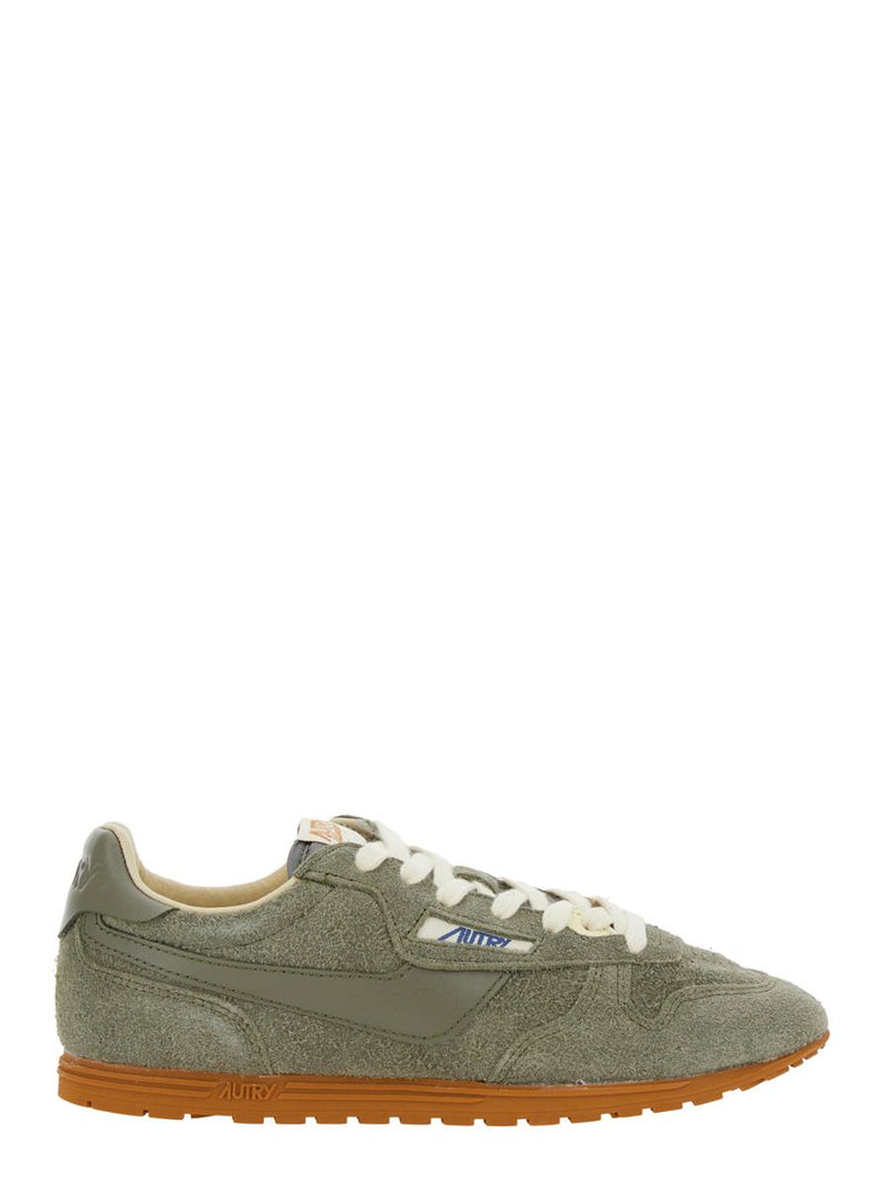 'Windspin' Green Low Top Sneakers With Logo Patch On Tongue And Side In Suede Woman