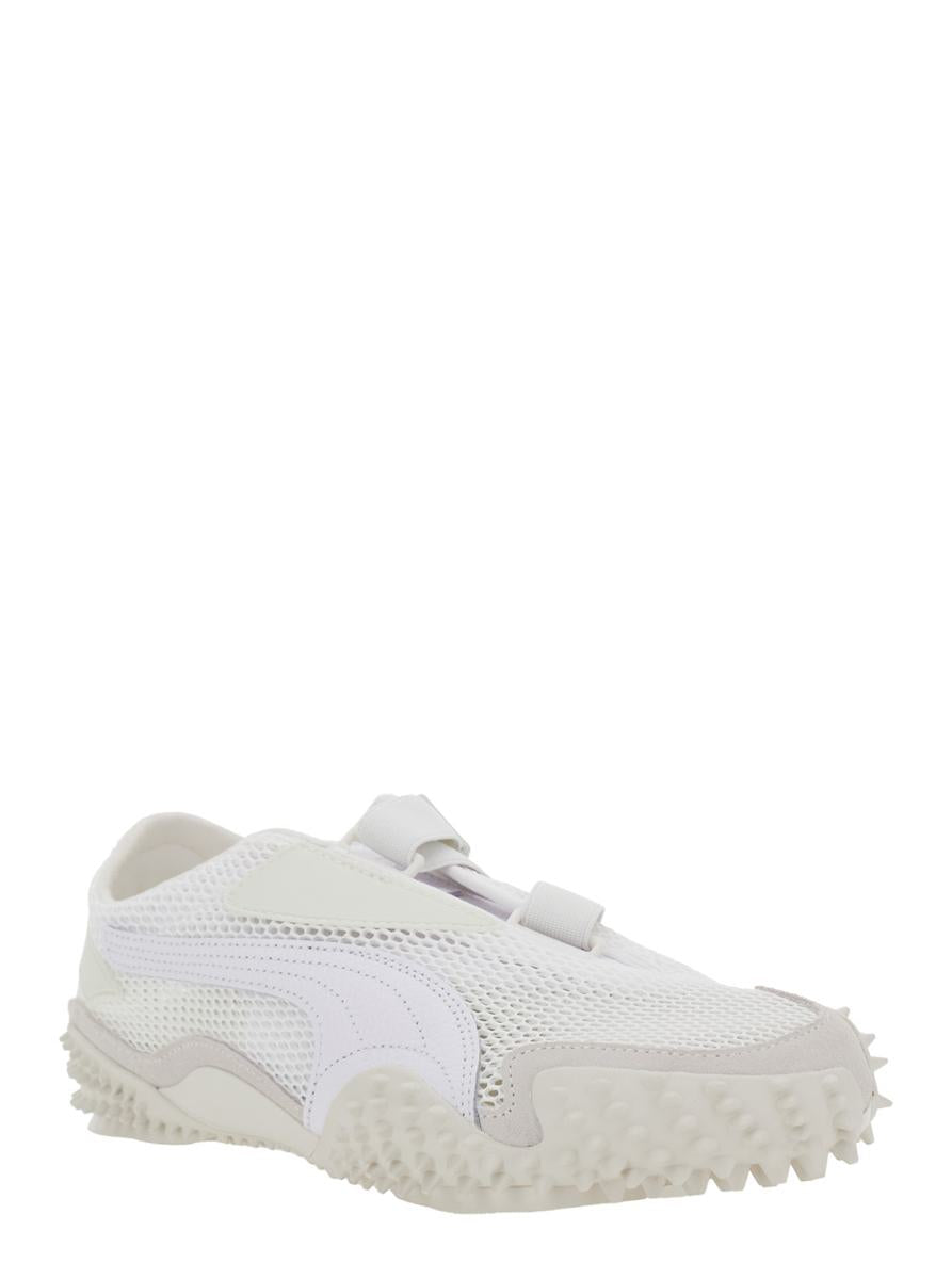 ‘Mostro' White Low Top Sneaker With Logo On Heel And Mesh Inserts In Fabric Unisex