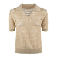 MC2 Saint Barth Beige Crochet Mesh Polo Shirt