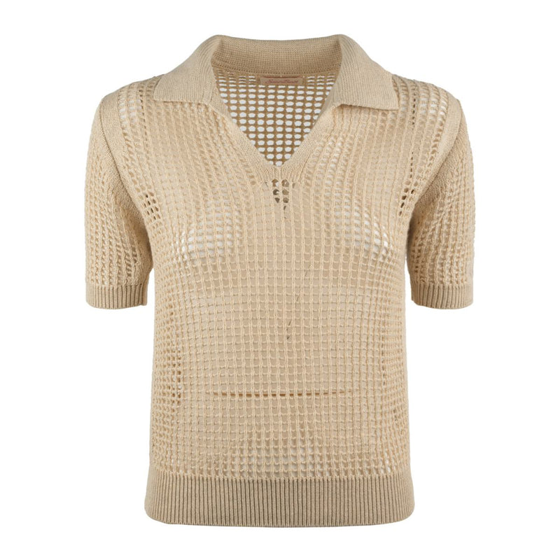 MC2 Saint Barth Beige Crochet Mesh Polo Shirt