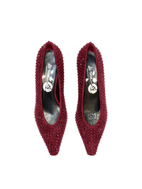 La Rose Heeled Ballerina Shoes Crystal Bordeaux