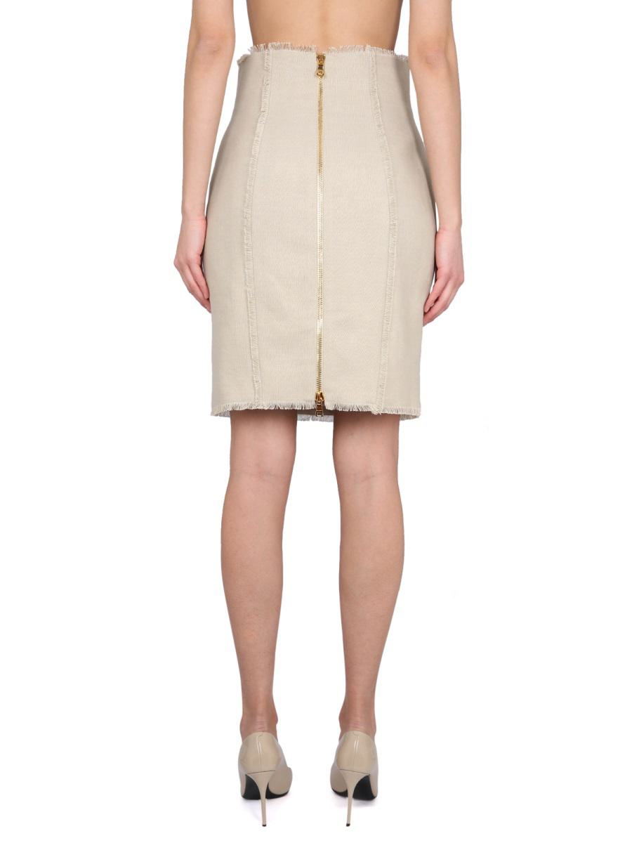 Balmain Linen Midi Skirt