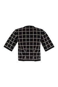 Elisabetta Franchi Jacquard Logo Cardigan With Gold Buttons