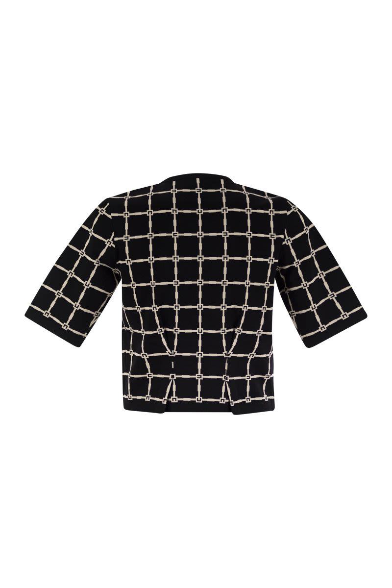 Elisabetta Franchi Jacquard Logo Cardigan With Gold Buttons