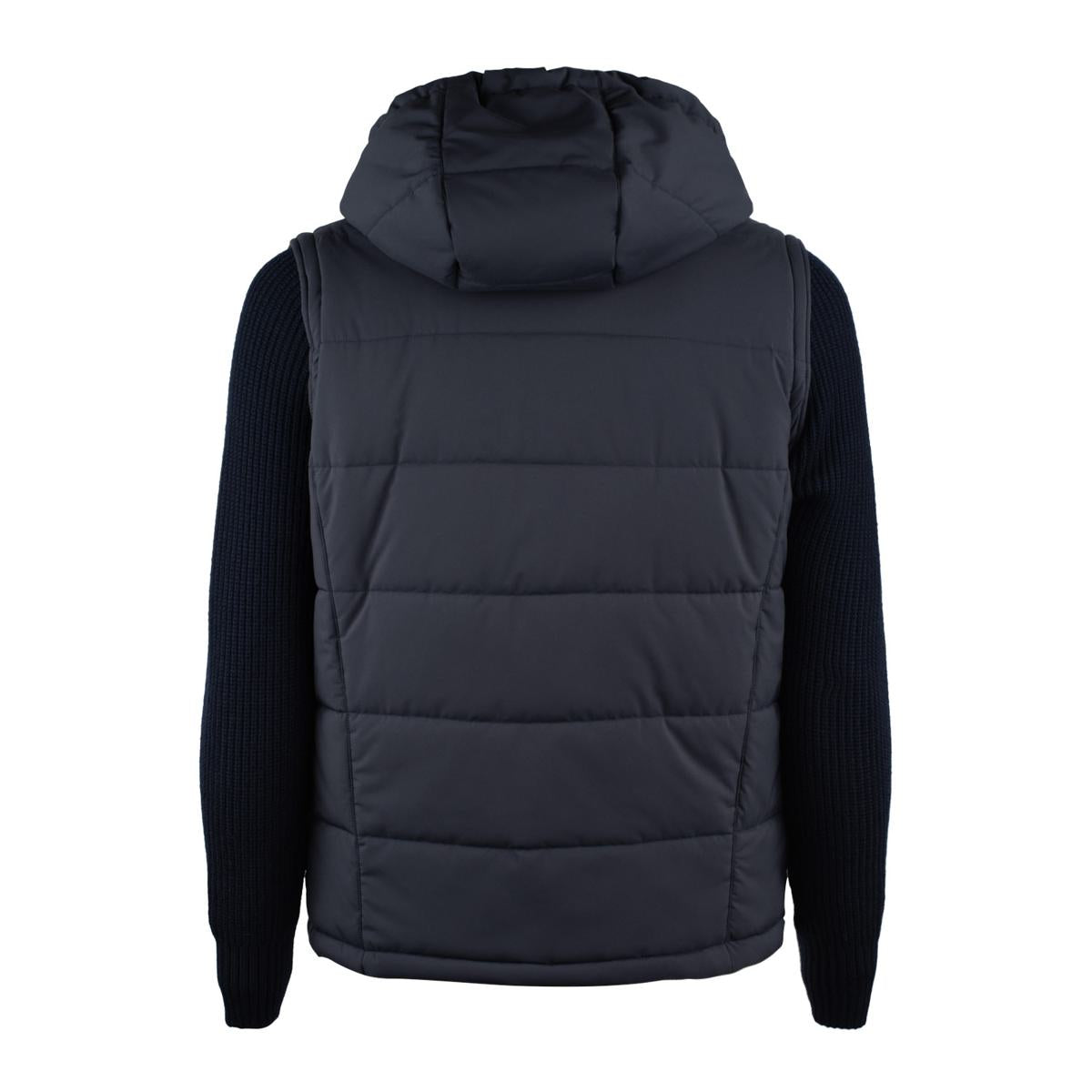 Barba Blue Jacket With Removable Knit Sleeves