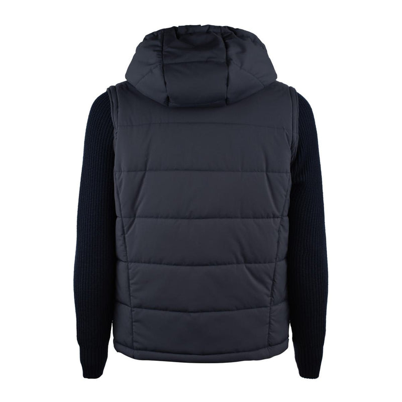 Barba Blue Jacket With Removable Knit Sleeves