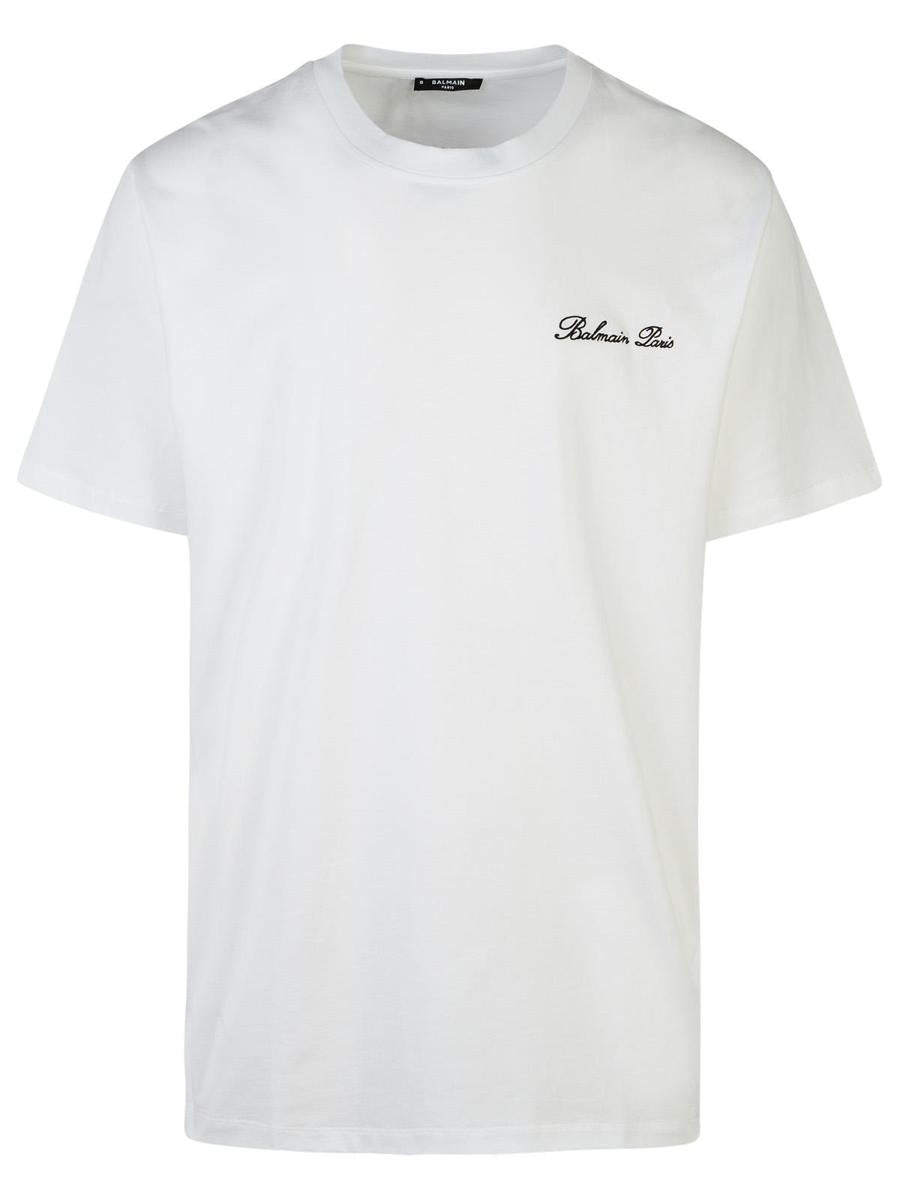 Balmain 'Signature' White Cotton T-Shirt