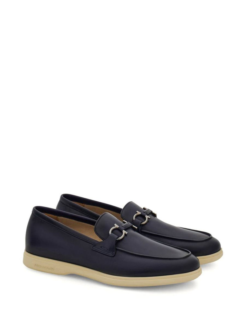 Salvatore Ferragamo Cosimo Leather Casual Loafers With Gancini Buckle Shoes