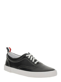 'Heritage' Black Sneakers With Logo Tab On Heel In Leather Man