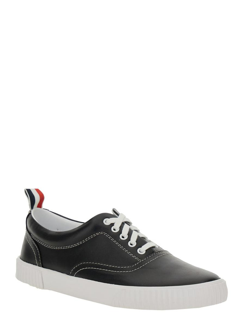 'Heritage' Black Sneakers With Logo Tab On Heel In Leather Man