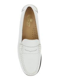 'Danielle Pop' White Loafers With Bevelled Toe And Low Stacked Heel In Leather Woman