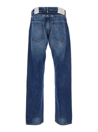 'Kanye' Blue 5-Pocket Jeans With Logo Patch In Cotton Denim Man