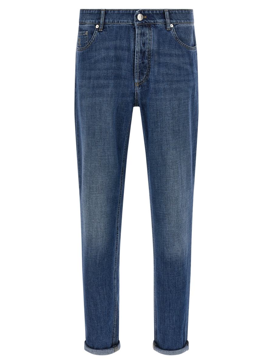 Brunello Cucinelli Logo Embroidery Jeans