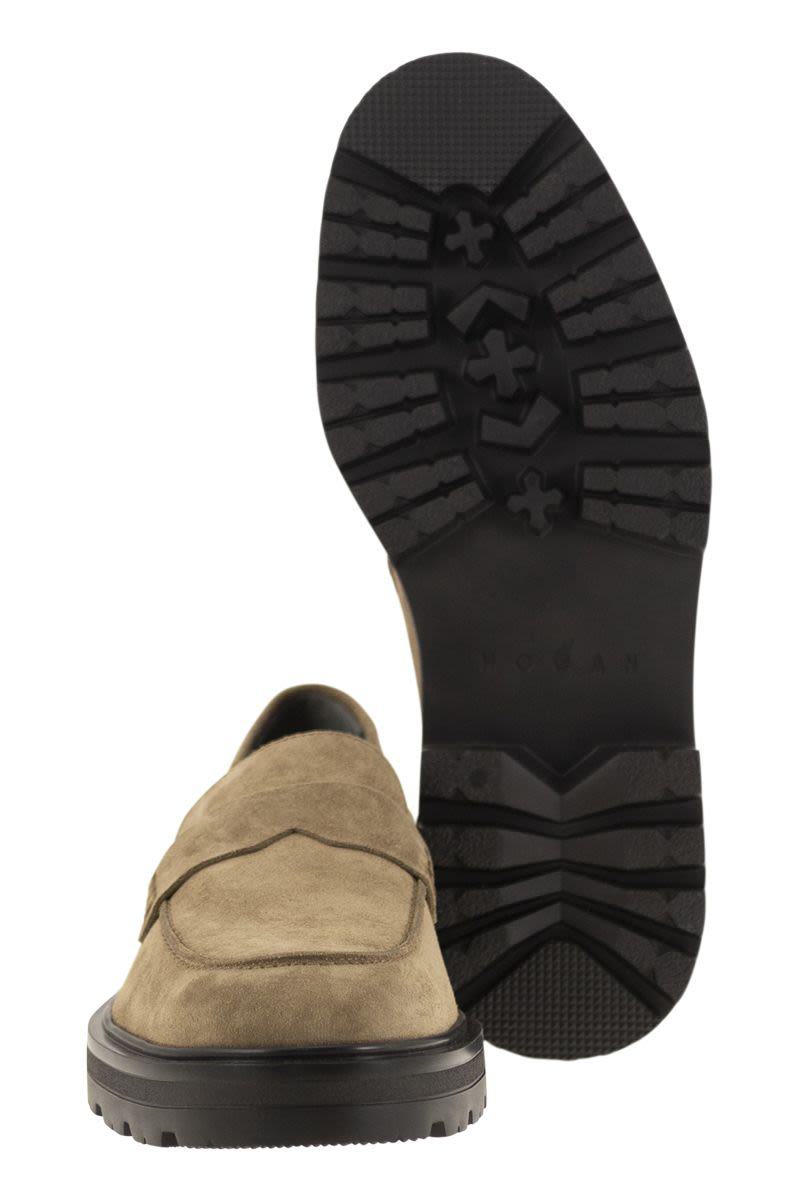Hogan H673 Suede Moccasin With Carrarmato Bottom