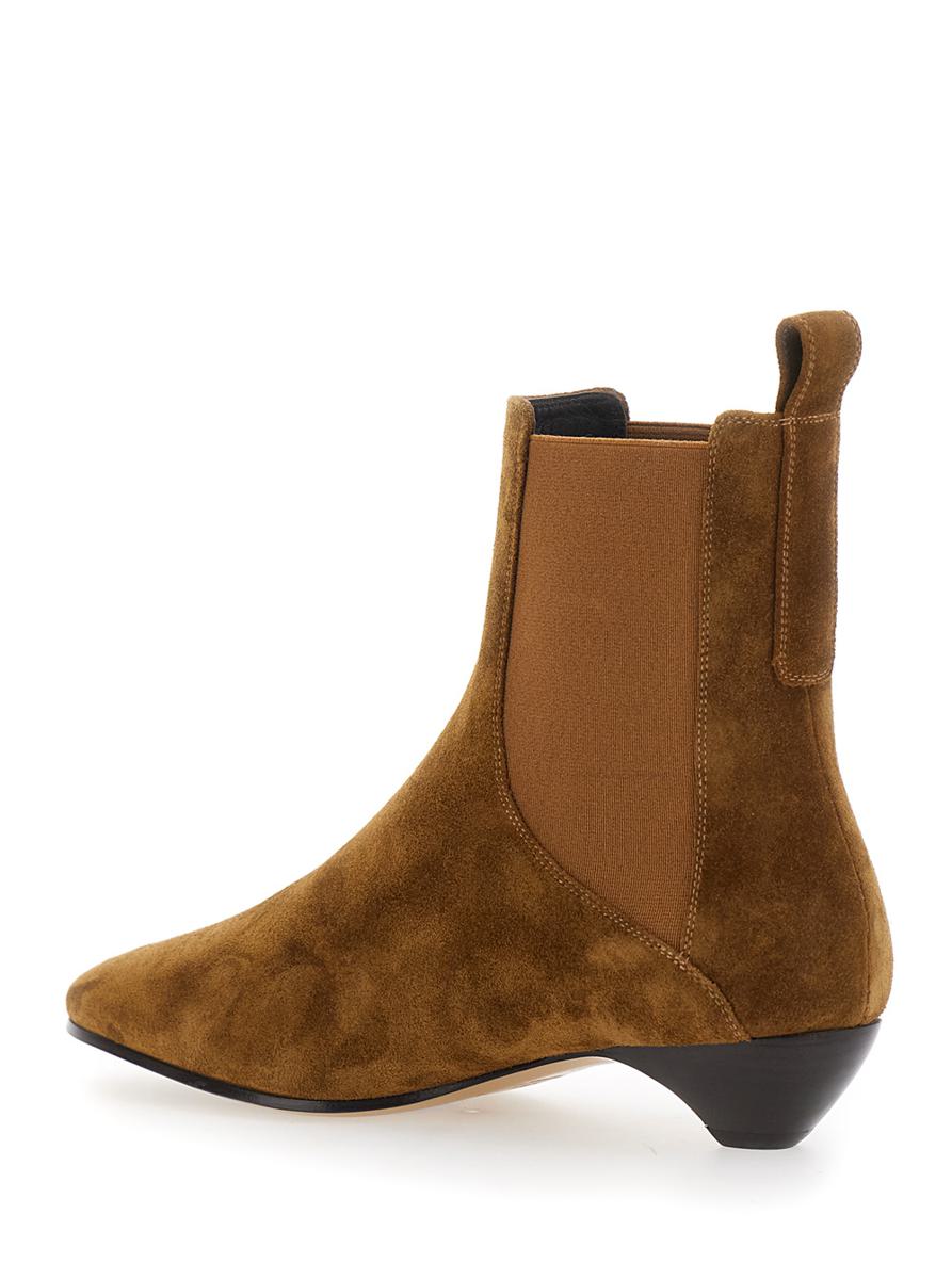 'Allegra Chelsea' Beige Ankle Boots With Elastic Panels In Suede Woman