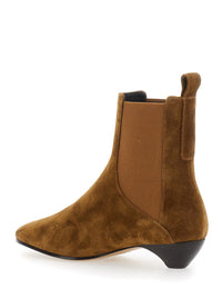 'Allegra Chelsea' Beige Ankle Boots With Elastic Panels In Suede Woman