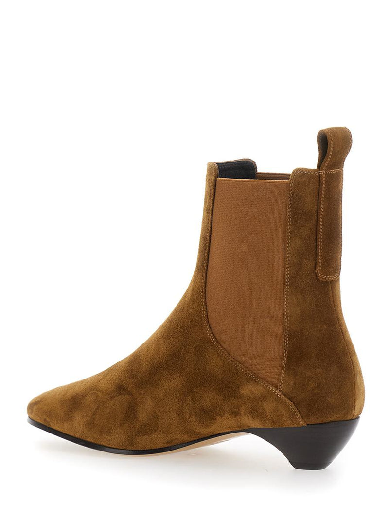 'Allegra Chelsea' Beige Ankle Boots With Elastic Panels In Suede Woman
