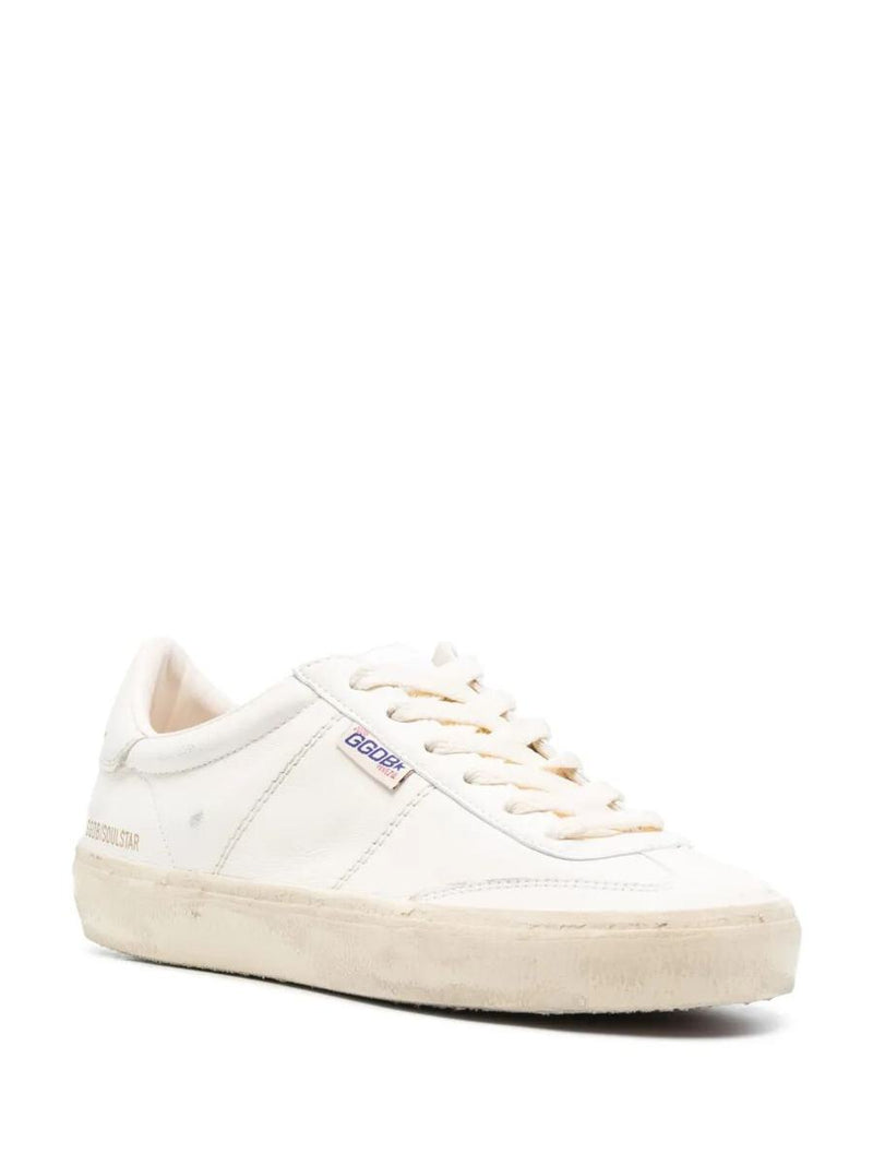 Golden Goose Soul Star Sneakers In White Nappa With White Leather Heel Tab Shoes