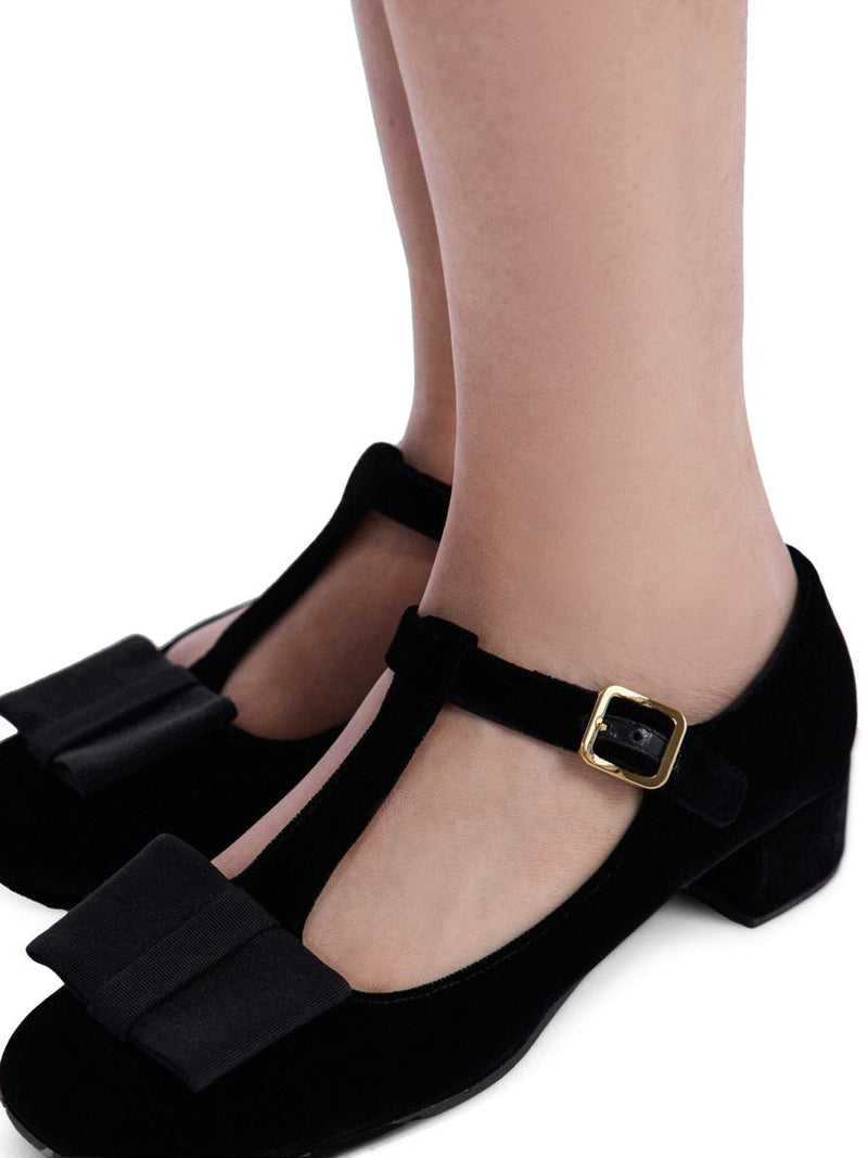 Prada 35Mm Bow Velvet Pumps
