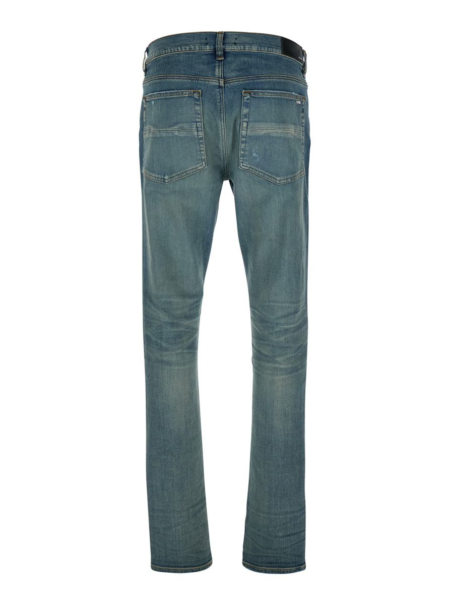 Blue 'Ma Quand' Jeans With Ripped Details On The Front And Logo Patch On The Rear In Denim Man