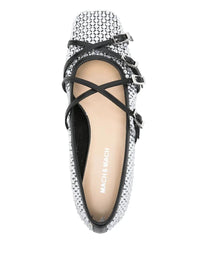 Mach & Mach Crystal Net Square Toe Ballerinas With Straps 10Mm Shoes