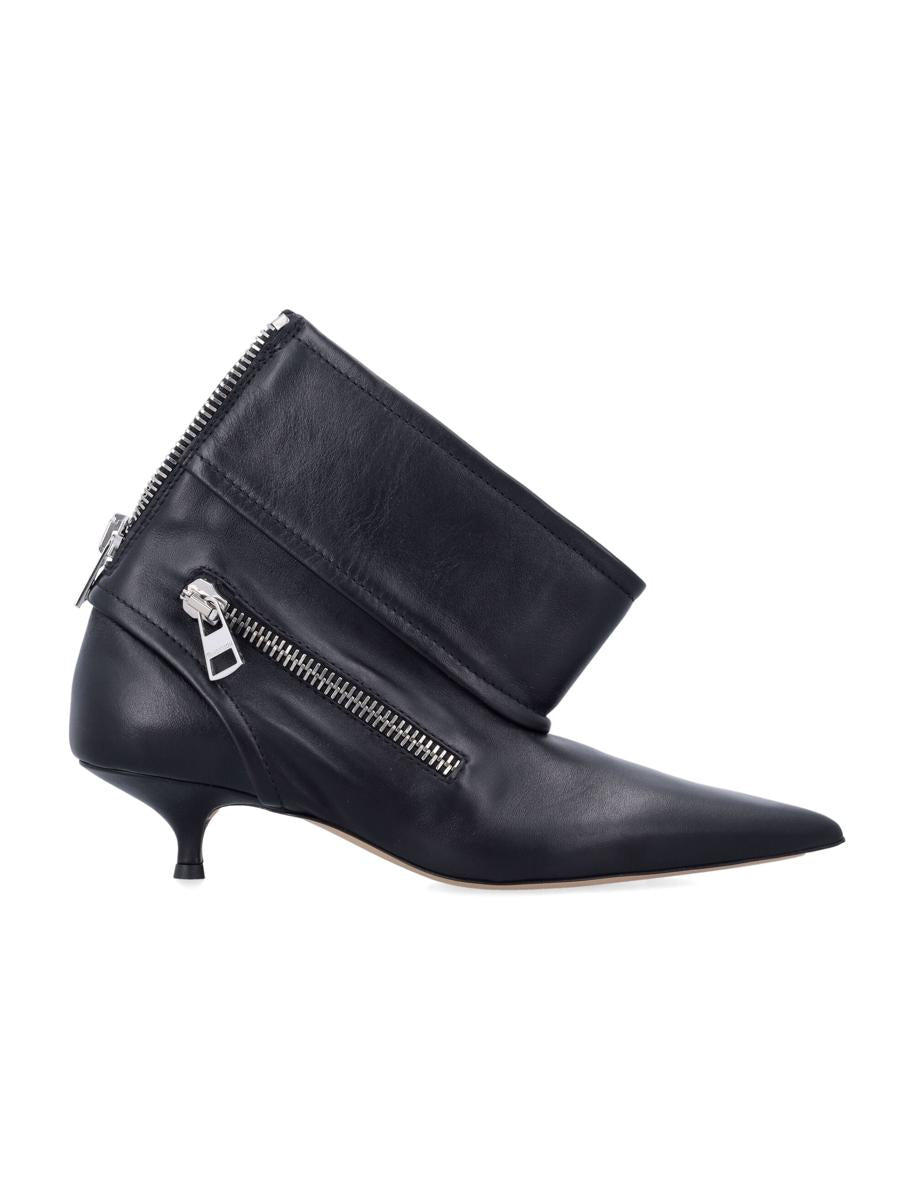 JW Anderson Black Leather Biker Kitten Heel Ankle Boot