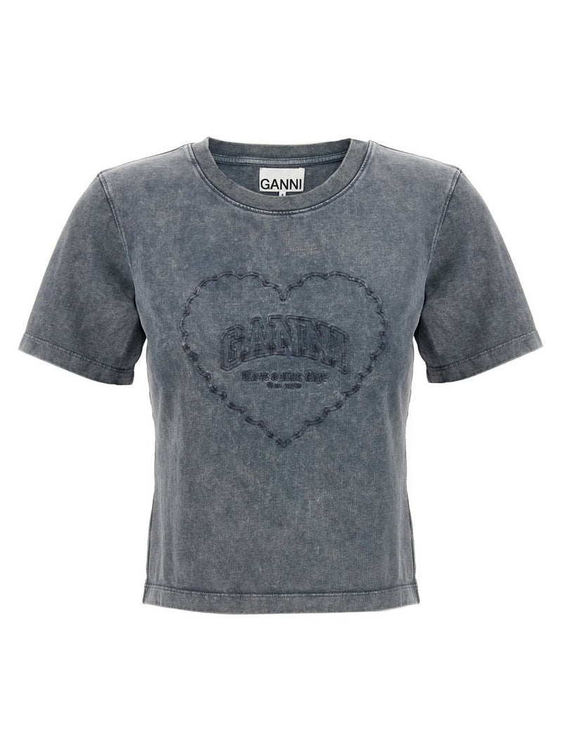 Ganni 'Grey Washed Heart' T-Shirt