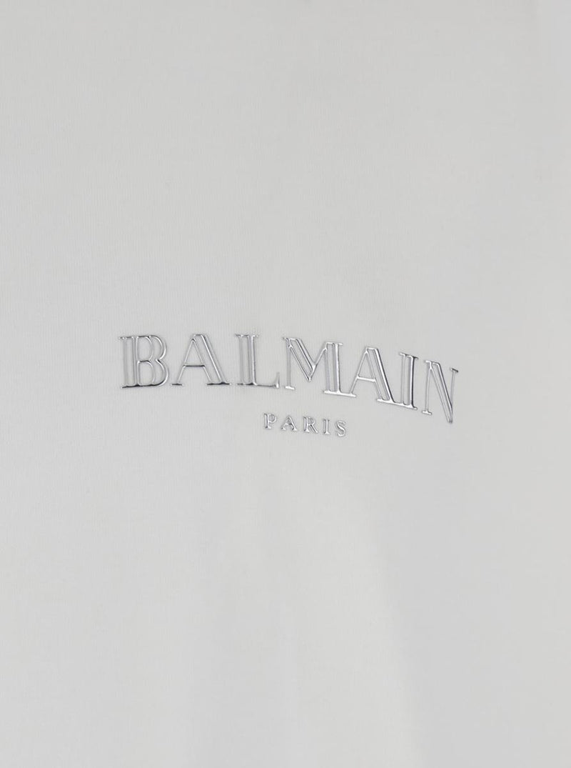 White Crewneck T-Shirt With Logo Lettering On The Front In Cotton Man