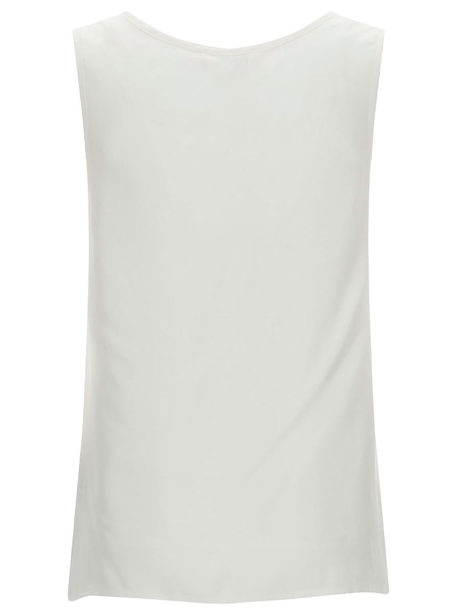 White Tank Top With Plunging U Neckline In Polyamide Woman
