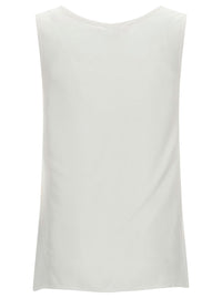 White Tank Top With Plunging U Neckline In Polyamide Woman