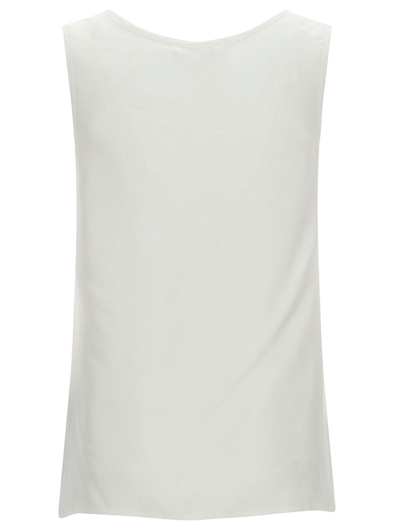 White Tank Top With Plunging U Neckline In Polyamide Woman
