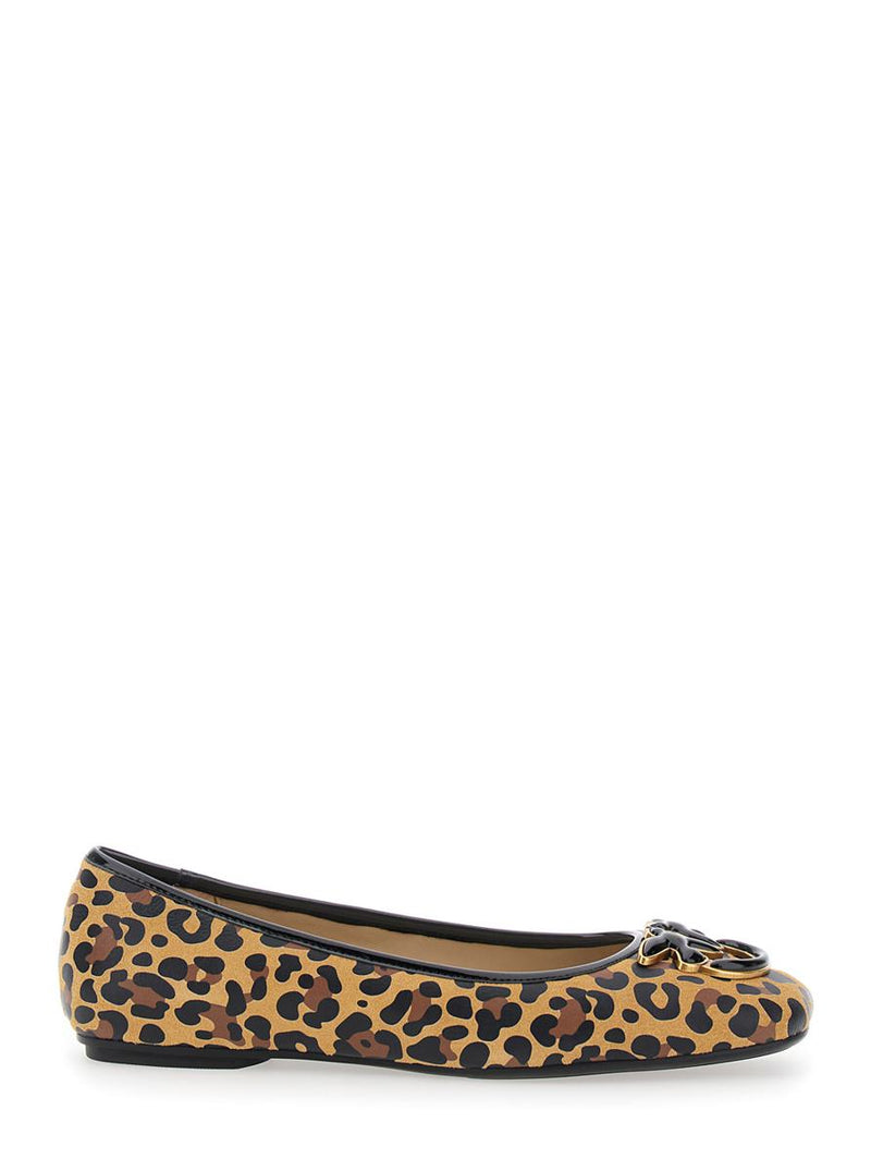 'Max' Multicolor Ballet Shoes With Logo Love Birds Diamond Cut On The Front And Leopard Motif In Suede Woman
