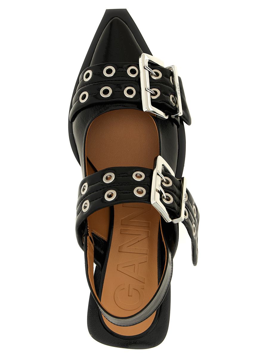 Ganni 'Black Feminine Buckle' Slingback