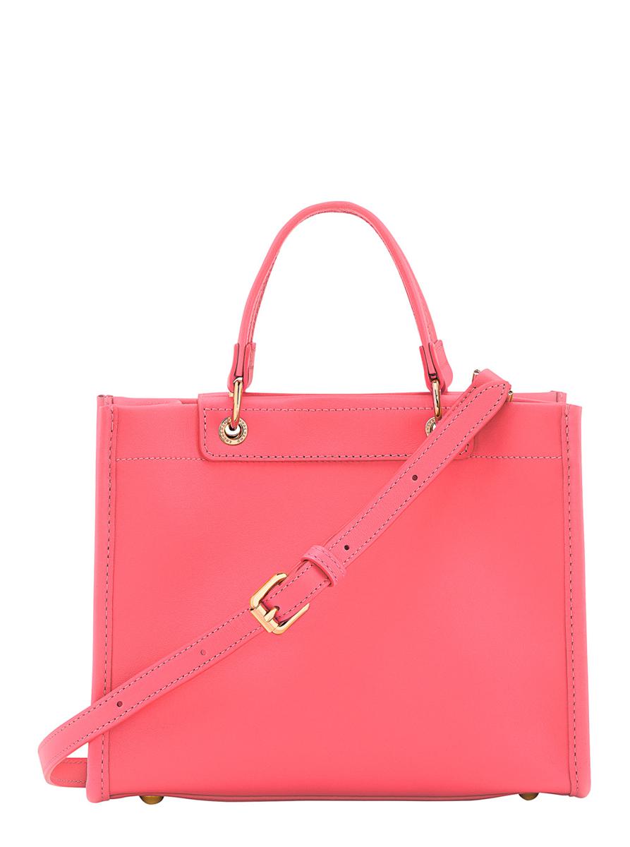 'Small Cabas' Pink Handbag With Embossed Logo On The Front And Adjustable And Removable Shoulder Strap In Leather Woman
