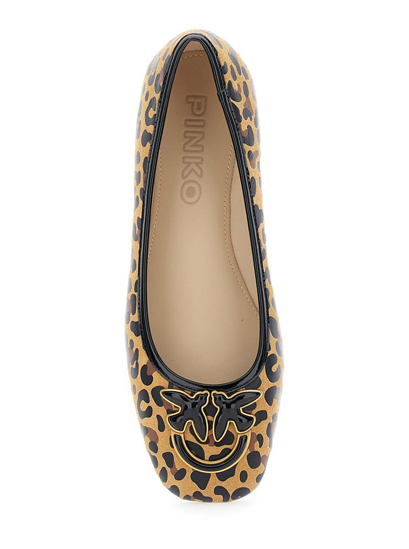 'Max' Multicolor Ballet Shoes With Logo Love Birds Diamond Cut On The Front And Leopard Motif In Suede Woman
