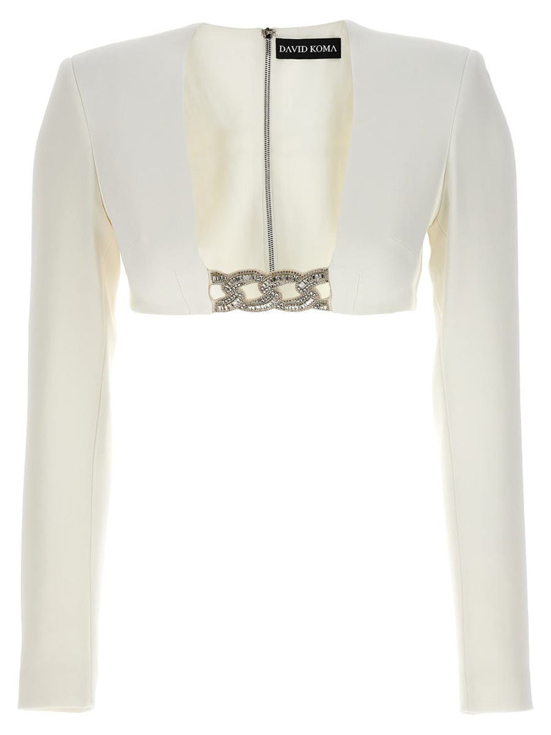 David Koma Top '3D Crystsal Chain And Square Neck'