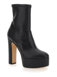 “Patty” Black Ankle Boots With High Heel And Platform In Leather Woman