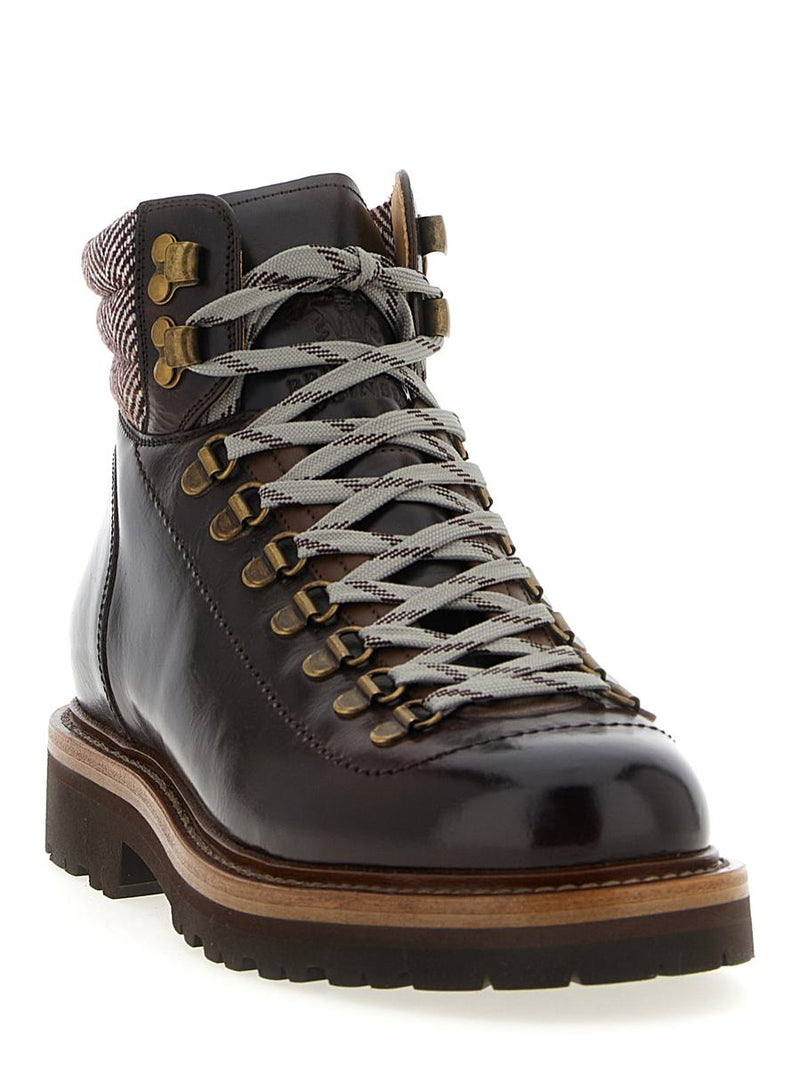 Brunello Cucinelli Herringbone Insert Ankle Boots