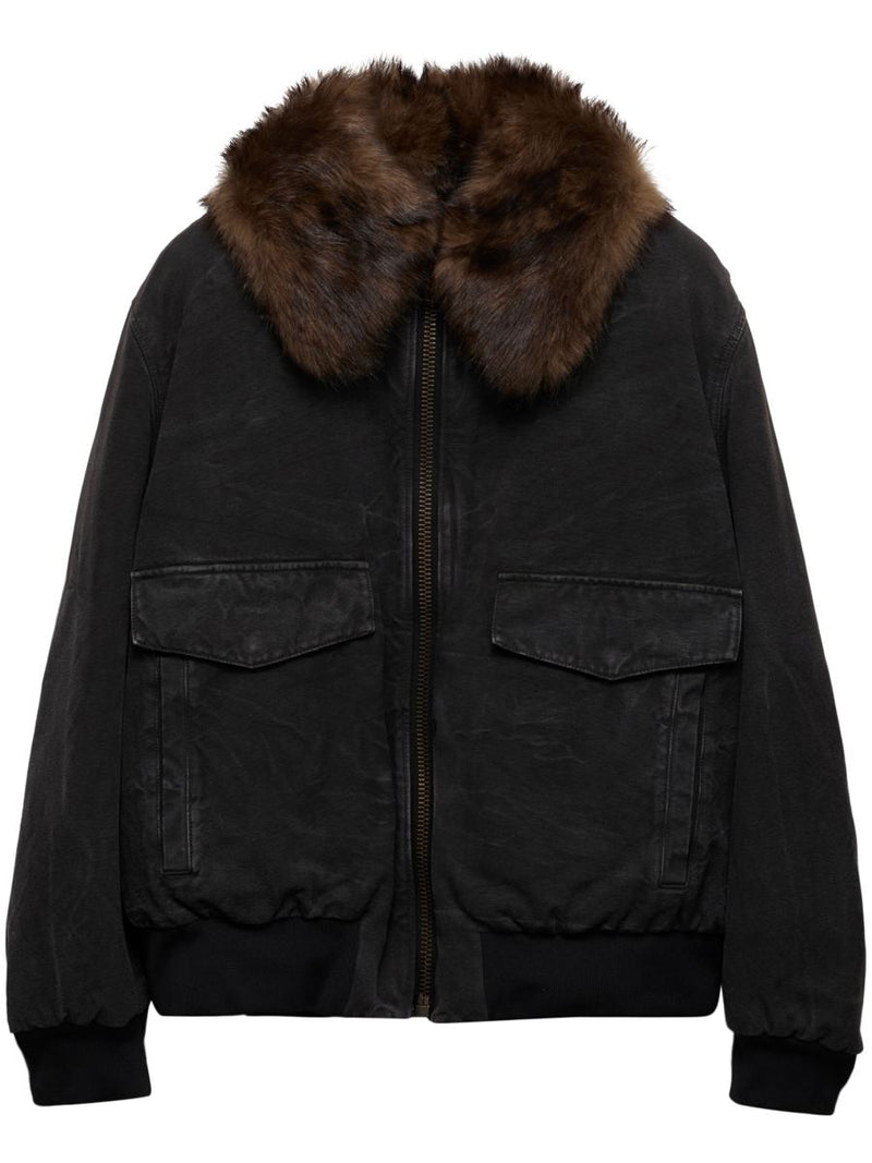 Prada Cotton Shearling-Collar Jacket