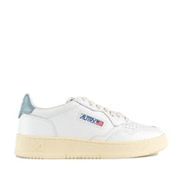 Autry Medalist Low Leather Sneakers Color White And Silver Blue