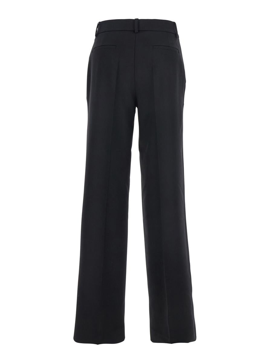 Black Pants With Belt Loops In Wool Blend Woman