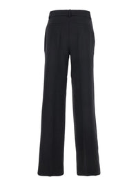 Black Pants With Belt Loops In Wool Blend Woman