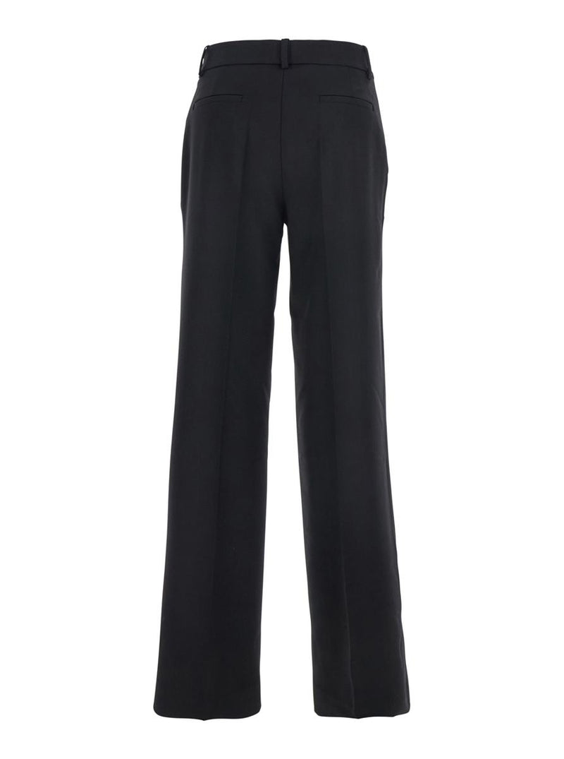 Black Pants With Belt Loops In Wool Blend Woman
