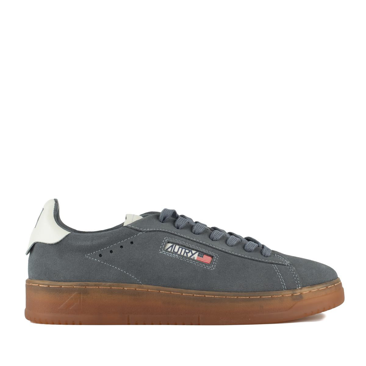 Autry Dallas Low Suede Sneakers In Ash And Marshmallow Color