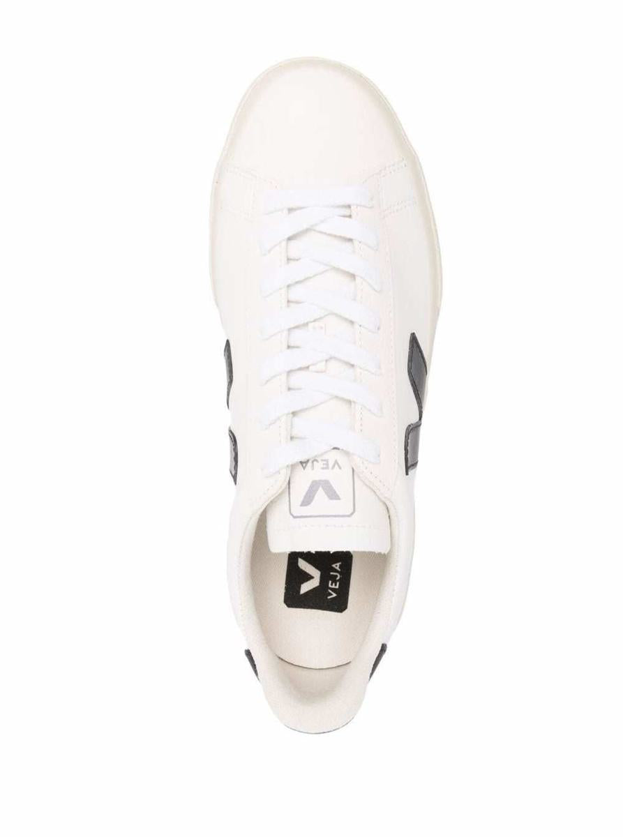 'Campo' White And Black Low Top Sneakers In Vegan Leather Unisex