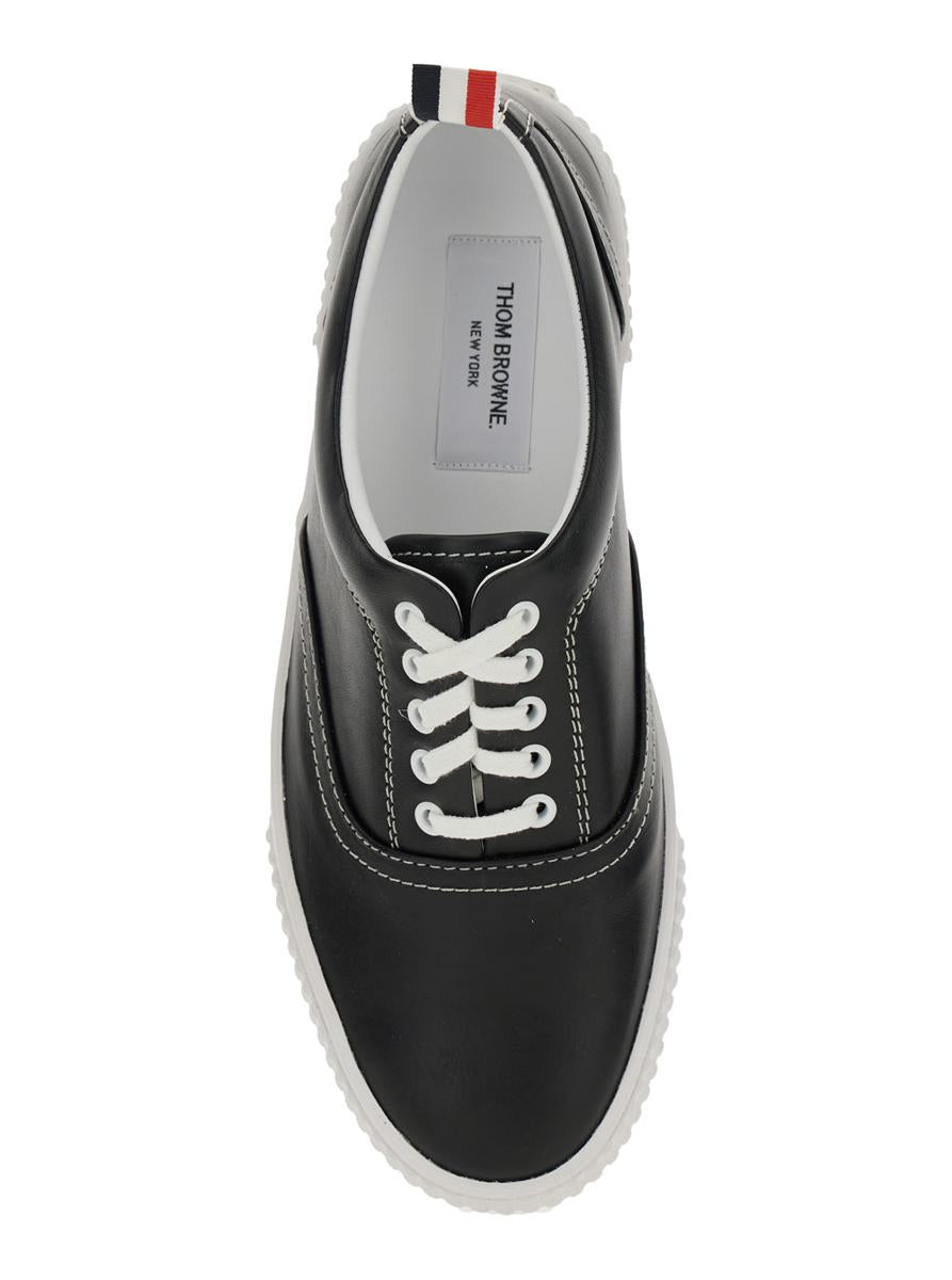 'Heritage' Black Sneakers With Logo Tab On Heel In Leather Man