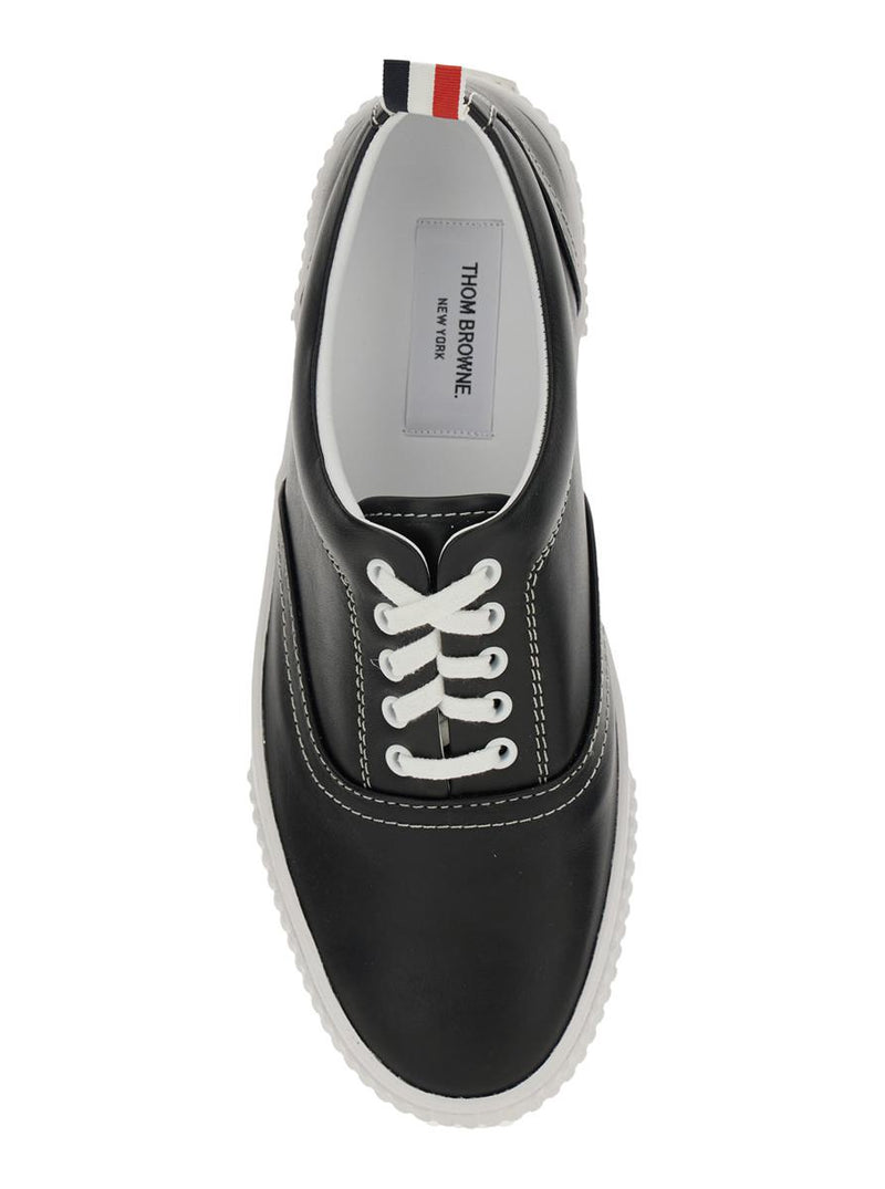 'Heritage' Black Sneakers With Logo Tab On Heel In Leather Man