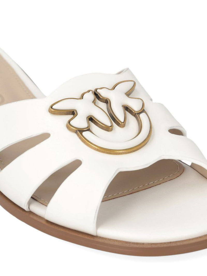 Pinko Elegant White Leather 'Milly' Slides