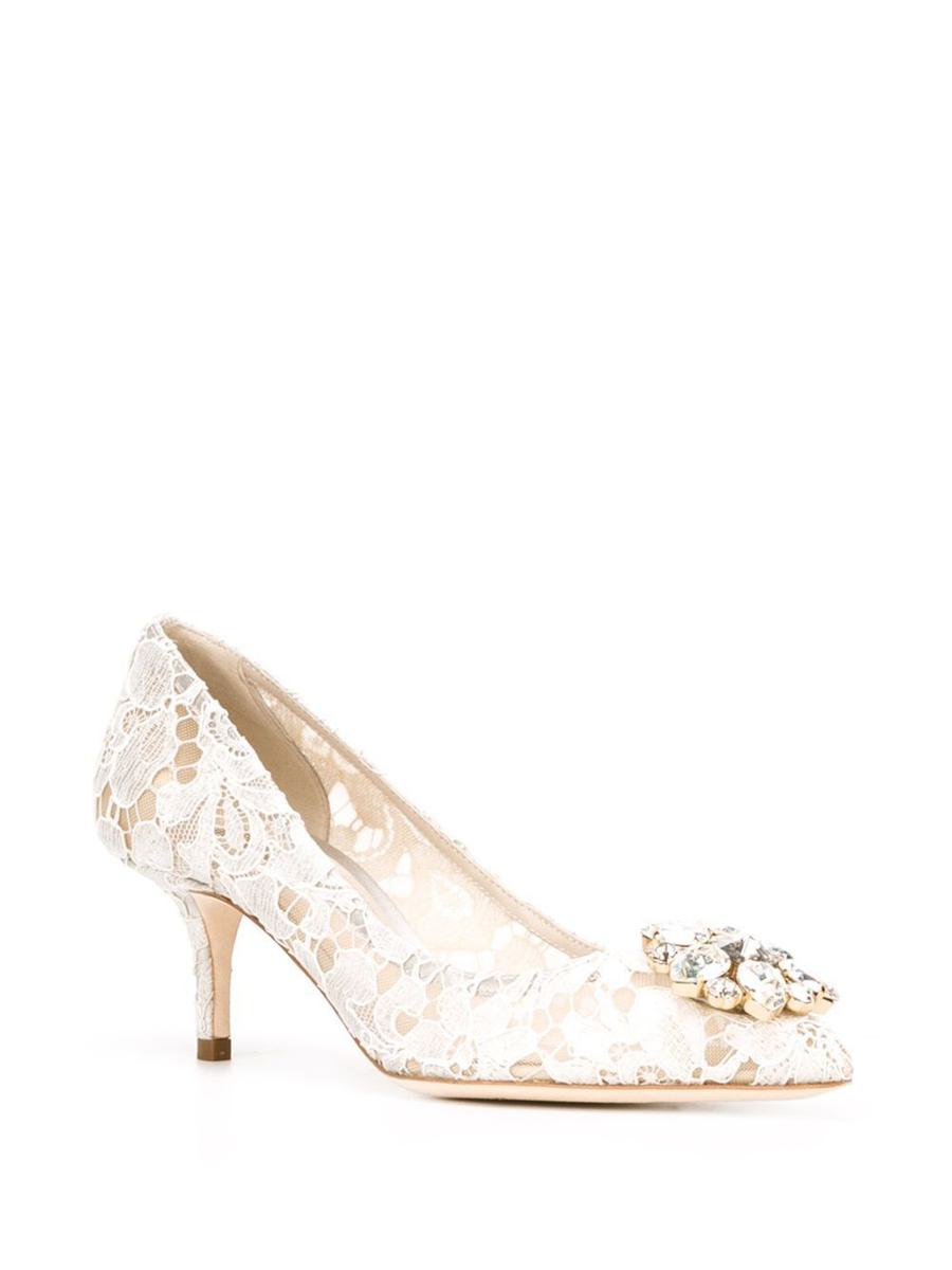 Dolce & Gabbana Lace Rainbow Pumps With Brooch Detailing Shoes